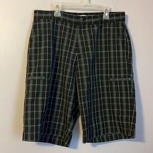 Adidas Black with Blue Plaid Cargo Shorts size 30